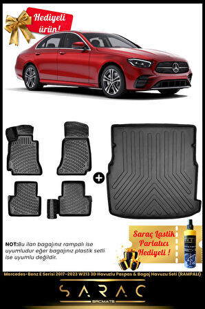 Mercedes-Benz E Serisi 2017-2023 W213 3D Havuzlu Paspas & Bagaj Havuzu Seti (RAMPALI)+(HEDİYELİ!)