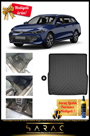 Volkswagen Passat B9 Variant Station Wagon 2022 Sonrası 3D Havuz Paspas&Bagaj Havuzu Seti+HEDİYELİ!