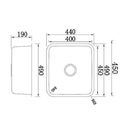 Crauf Lavello Eviye 490X440X190mm Mat İnox