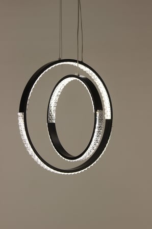 Modern Siyah LED Kristal Halkalı Sarkıt Avize 