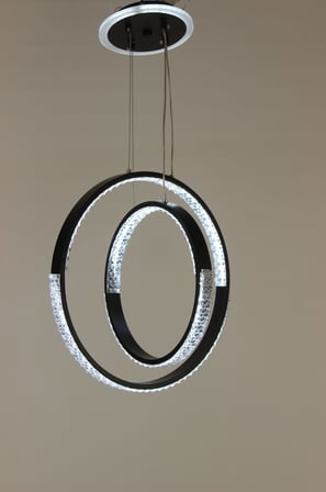 Modern Siyah LED Kristal Halkalı Sarkıt Avize 