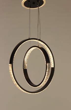 Modern Siyah LED Kristal Halkalı Sarkıt Avize 