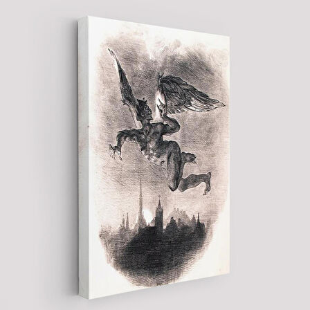 Goethe'nin Faust'undan Mephistopheles'in Gökyüzündeki Önsözü Kanvas Tablo-5301