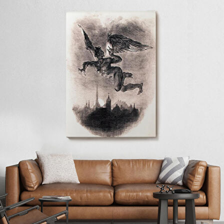 Goethe'nin Faust'undan Mephistopheles'in Gökyüzündeki Önsözü Kanvas Tablo-5301