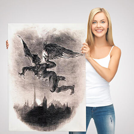 Goethe'nin Faust'undan Mephistopheles'in Gökyüzündeki Önsözü Kanvas Tablo-5301