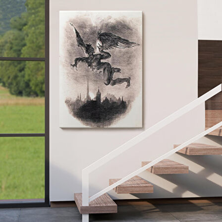 Goethe'nin Faust'undan Mephistopheles'in Gökyüzündeki Önsözü Kanvas Tablo-5301