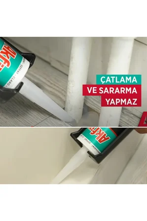 Beyaz Genel Amaçlı Silikon Yapıştırma Sızıntı Önleyici Dolgu Silikonu Akfix 1100E 280 gr 1 Adet