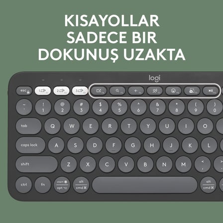  Logitech K380s Pebble Keys 2 Çoklu Cihaz Özellikli Bluetooth Türkçe Q Klavye - Siyah