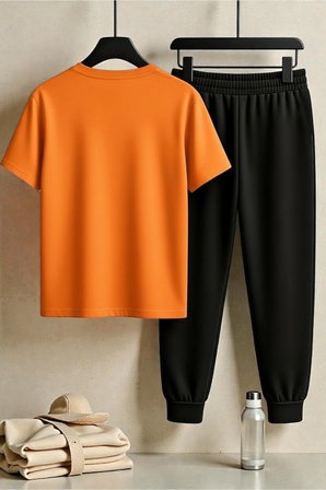 Unisex Sevimli Patiler Tasarım Baskılı Tişört - 2'li Eşofman Takımı
