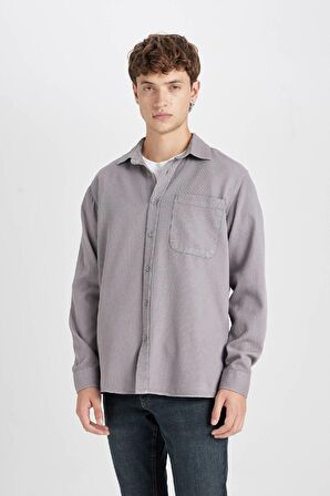 DeFacto Regular Fit Basic Düz Pamuklu Uzun Kollu Gömlek D7406AX24AUGR455