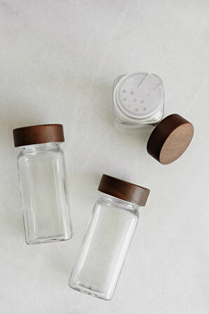 12'li Akasya Kapaklı Baharatlık Seti (25 ADET ETİKET)