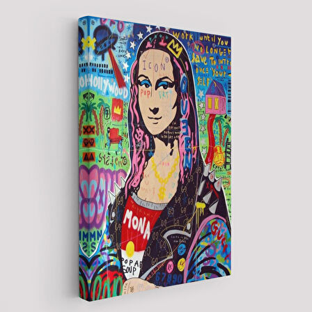Banksy Renkli Mona Lisa Kanvas Tablo, Pop Art, Sokak Sanatı, Kanvas Tablo-5305