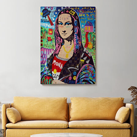 Banksy Renkli Mona Lisa Kanvas Tablo, Pop Art, Sokak Sanatı, Kanvas Tablo-5305