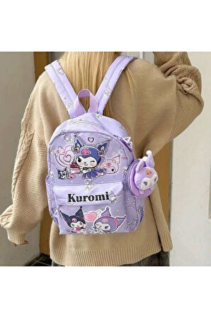 Sanrio Kuromi Karakterli Çanta & Orta Boy Mor Renk Okul Sırt Çantası