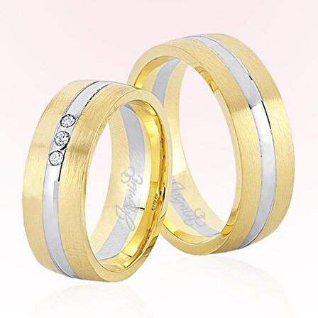 Sarı Beyaz Bombeli Altın Alyans 5308