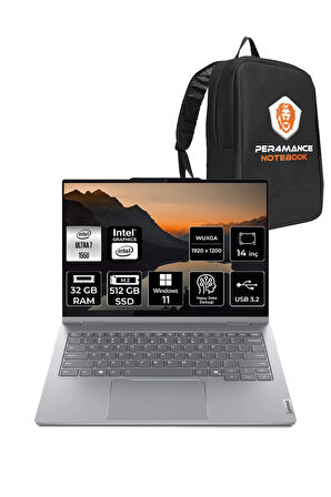 LENOVO ThinkBook 14 Ultra 7 155U 32GB 512GB SSD 14" W11P WUXGA Dokunmatik 2'si 1 Arada & PER4 ÇANTA