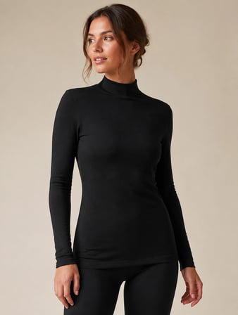 Kadın Siyah-Gri 2’li Paket Yarım Balıkçı Yaka Uzun Kollu Basic Body