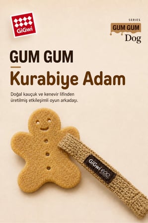 Eco Gum Gum Dog Serisi Doğal Kauçuk Kurabiye Adam Köpek Oyuncağı - Küçük Irk & Yavru - Çiğneme & At / Getir Oyuncağı