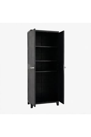 Antrasit 2 Kapılı Büyük Plastik Dolap, Bahçe Dolabı, Balkon Dolabı, Plastik Dolap 66x36x170