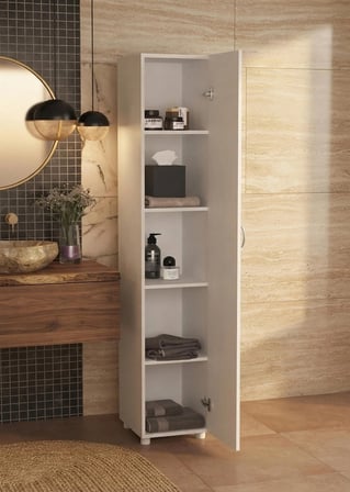 Pırlanta 5 Raflı Çok Amaçlı Banyo Dolabı Beyaz