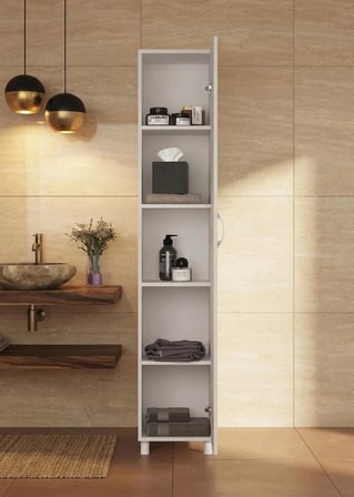 Pırlanta 5 Raflı Çok Amaçlı Banyo Dolabı Beyaz