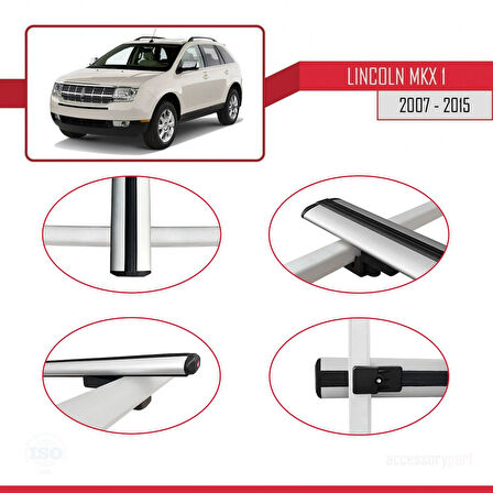 Lincoln MKX (U388) 2007-2015 Arası ile Uyumlu BASIC Model Ara Atkı Tavan Barı Gri 2 Adet
