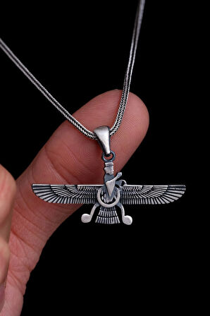 Erkek Gümüş Kolye - Ahura Mazda Figürlü Gümüş Erkek Kolye