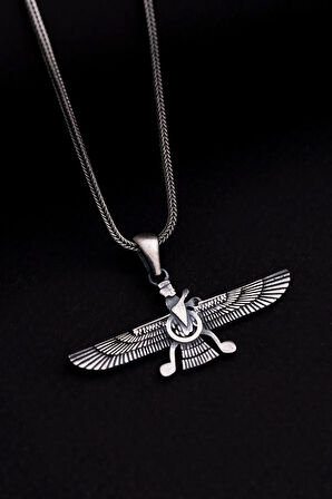 Erkek Gümüş Kolye - Ahura Mazda Figürlü Gümüş Erkek Kolye