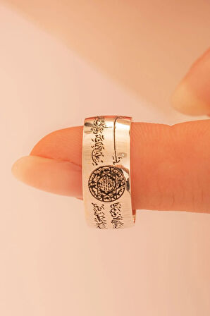 Hz.süleyman Mührü Nazar Dualı Kadın Gümüş Yüzük Alyans