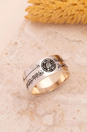 Hz.süleyman Mührü Nazar Dualı Kadın Gümüş Yüzük Alyans