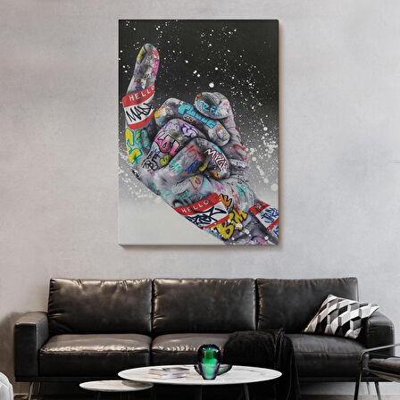 Graffiti Orta Parmak İzi Graffiti, Küfürlü El Hareketi, Hip Hop anvas Tablo-5314