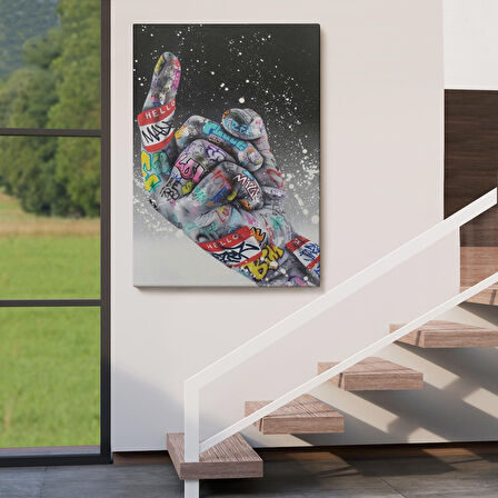 Graffiti Orta Parmak İzi Graffiti, Küfürlü El Hareketi, Hip Hop anvas Tablo-5314