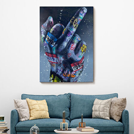 El Hareketi Hip Hop Posteri, Orta Parmak Hareketi Sokak Sanatı, Kanvas Tablo-5315