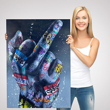 El Hareketi Hip Hop Posteri, Orta Parmak Hareketi Sokak Sanatı, Kanvas Tablo-5315