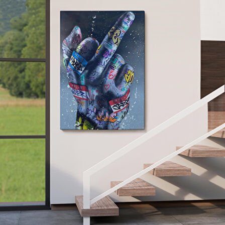 El Hareketi Hip Hop Posteri, Orta Parmak Hareketi Sokak Sanatı, Kanvas Tablo-5315