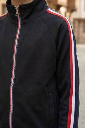 Unisex Çocuk Dik Yaka Üç Şeritli Şardonlu Dalgıç Eşofman Takımı