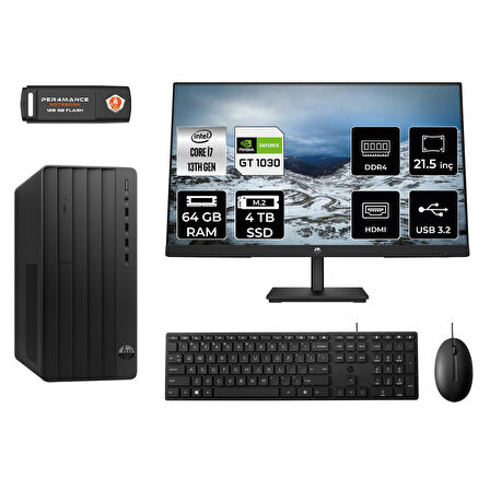 HP PRO TOWER 290 G9 MX2ESD500 i7 13700 64GB RAM 4TB SSD GT1030 4GB 21.5" FDOS MASAÜSTÜ PC