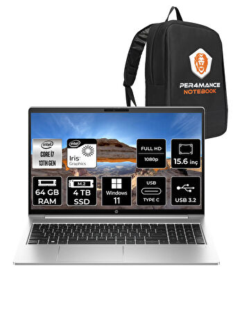 HP ProBook 450 G10 i7 1355U 64GB RAM 4TB SSD 15.6'' FHD W11PRO Dizüstü Bilgisayar & PER4 ÇANTA