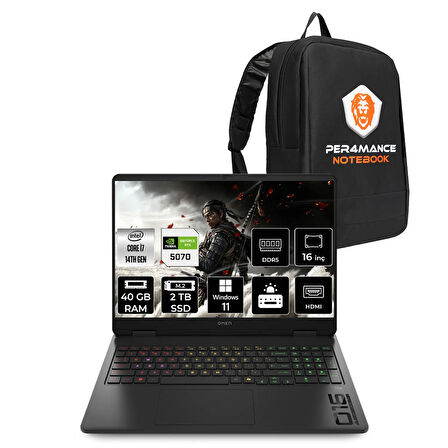 HP OMEN 16 i7 14650HX 40GB RAM 2TB SSD RTX5070/8GB 165Hz 16'' 2K WUXGA W11H Gaming Laptop & ÇANTA