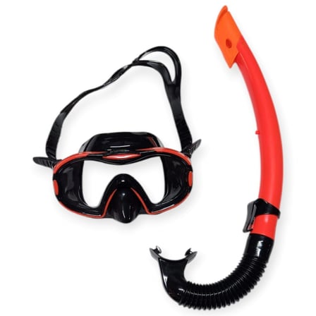 Çocuk Dalış Maskesi ve Snorkel Seti - Star Diving - Kırmızı