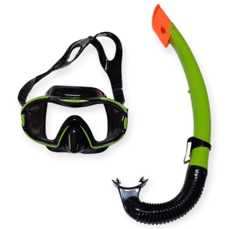 Çocuk Dalış Maskesi ve Snorkel Seti - Star Diving - Yeşil