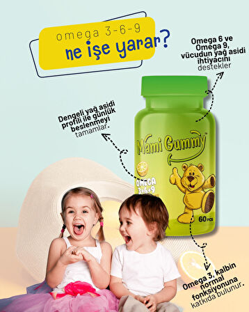 Mamigummy Kids Gummies Omega 3 6 9 60 Adet Çiğnenebilir Gummy Portakal Aromalı