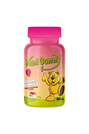 Mamigummy Kids Gummies D Vitamini Ve Kalsiyum Içeren 60 Adet Çiğnenebilir Gummy Jel Çilek Aromalı