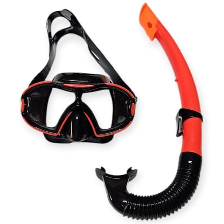 Çocuk Dalış Maskesi ve Snorkel Seti - Star Diving - Kırmızı