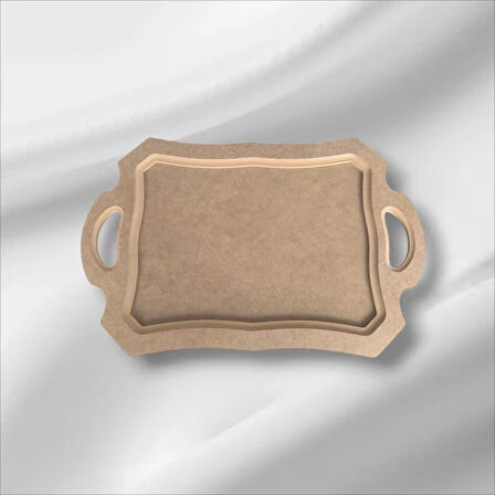 Ahşap Boyanabilir Dikdörtgen Kulplu Tepsi-Sunumluk