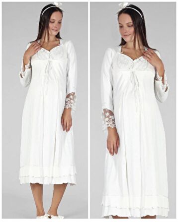 Bone Club 5320 Ecru  Hamile Lohusa Gecelik