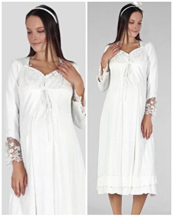 Bone Club 5320 Ecru  Hamile Lohusa Gecelik