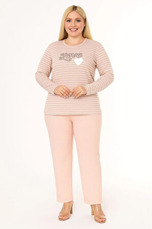 KADIN Büyük Beden İnterlok Alt Üst Pijama Takımı