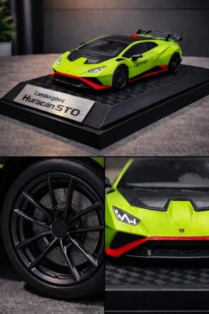 Lamborghini Huracan STO Diecast Model Araba Açılan Kapılar Yeşil 1:32 Lamborghini STO Model Araba
