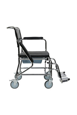 GOLFİ Alüminyum Katlanabilir Manuel Klozetli Banyo Sandalyesi Comfortable Wheelchair